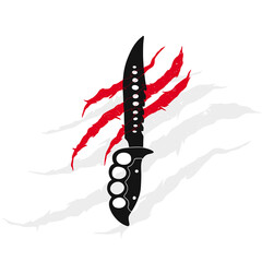 knife vector with red stroke