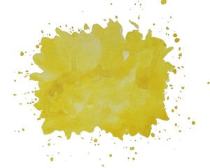 Yellow abstract watercolor. splatter on paper