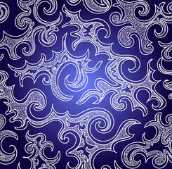 Beautiful handdrawn vector seamless pattern with curling ornamental figured shapes