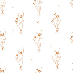 Vector illustration. Floral seamless pattern. Bouquet of wild flowers. Hand drawn flower field. simple flowers.