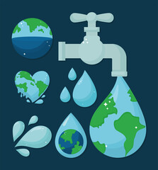 six water day icons