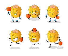 bird nest basketball player group character. mascot vector