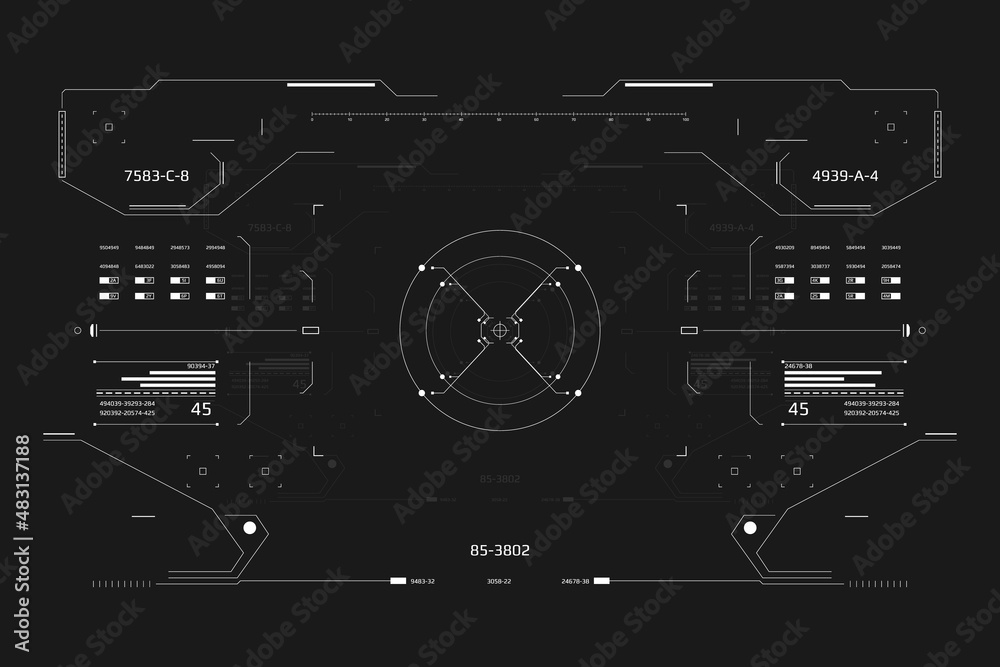 Poster HUD Interface Screen Monitoring Element System Technology Template For Game, UI, UX, Infographic