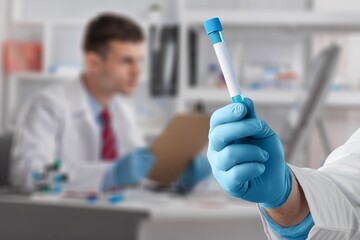 Omicron variant of covid 19 testing. Coronavirus test in hospital laboratory. Pandemic prevention....