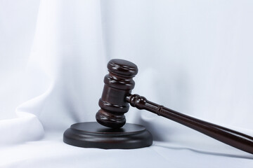 Judge's gavel on white background as symbol of justice with gavel, rule of law with gavel and...