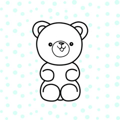 Teddy bear and polka dots vector seamless background
