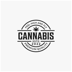 cannabis stamp, emblem, badge logo design template