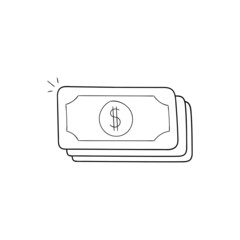 Money icon hand drawn vector illustration