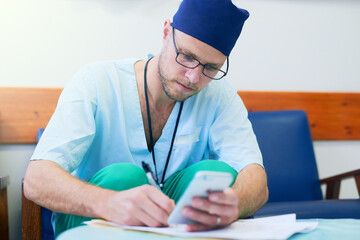 When hes not with patients, hes doing paperwork