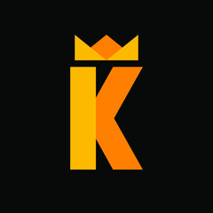 Letter K Crown Logo Design Template Inspiration, Vector Illustration.