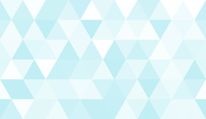 Abstract seamless pattern of geometric shapes. Mosaic background of big triangles. Evenly spaced triangles in different shades of cyan. Vector illustration