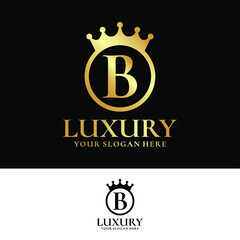 Naklejka premium Letter B Crown Logo Design Template Inspiration, Vector Illustration.