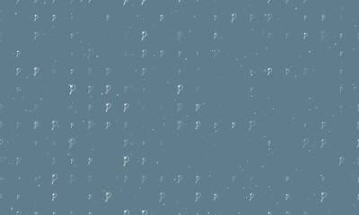 Seamless background pattern of evenly spaced white tennis symbols of different sizes and opacity. Vector illustration on blue gray background with stars