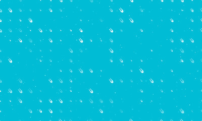 Seamless background pattern of evenly spaced white solo bobsleigh symbols of different sizes and opacity. Vector illustration on cyan background with stars