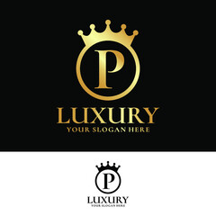 Letter P Crown Logo Design Template Inspiration, Vector Illustration.