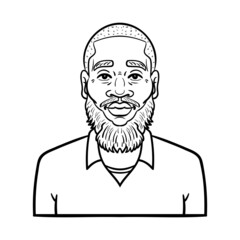 african businessman. avatar comic outline monochrome.