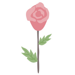 Simple flat drawn rose flower vector.