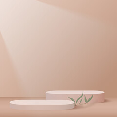 Abstract background with cream color podium for presentation. Vector