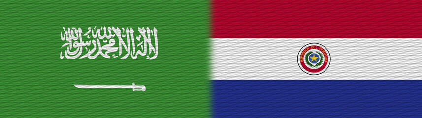 Paraguay and Saudi Arabia Fabric Texture Flag – 3D Illustration