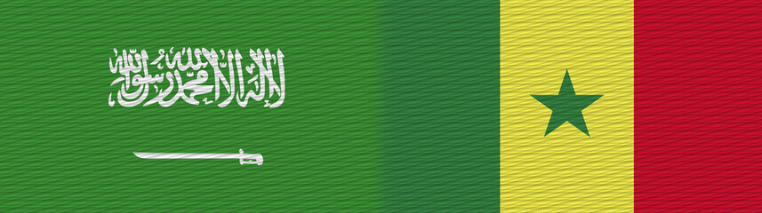 Senegal and Saudi Arabia Fabric Texture Flag – 3D Illustration