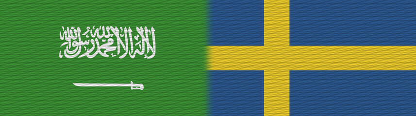 Sweden and Saudi Arabia Fabric Texture Flag – 3D Illustration