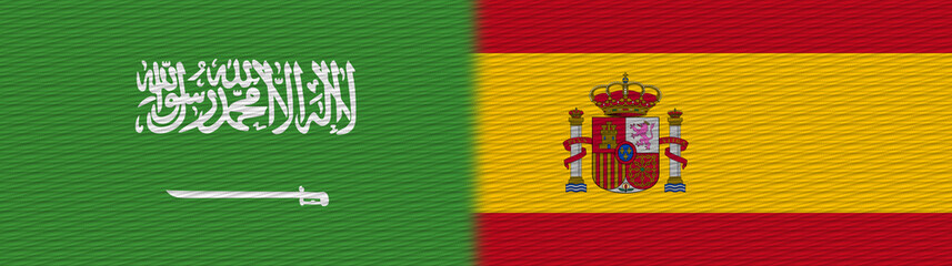 Spain and Saudi Arabia Fabric Texture Flag – 3D Illustration