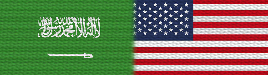 United States of America and Saudi Arabia Fabric Texture Flag – 3D Illustration
