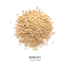 Creative layout made of barley on the white background. Flat lay. Food concept.