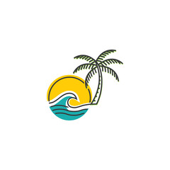 beach sunset sunrise logo desain
