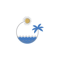 beach sun mono modern logo desain