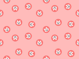 Bear cartoon character seamless pattern on pink background.