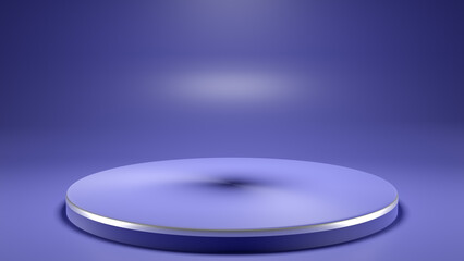 Round podium on a purple background. Product presentations. 3D rendering