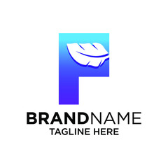 Letter F Feather Logo Design Template Inspiration, Vector Illustration.