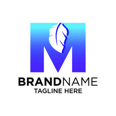 Letter M Feather Logo Design Template Inspiration, Vector Illustration.