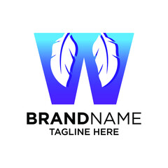 Letter W Feather Logo Design Template Inspiration, Vector Illustration.