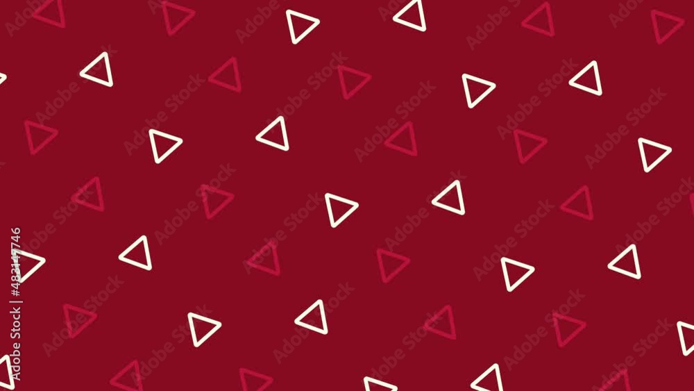Poster Pattern of red and white geometric shapes in retro, memphis 80s 90s style. Animated vintage abstract background. Seamless pop art design. 4K video motion