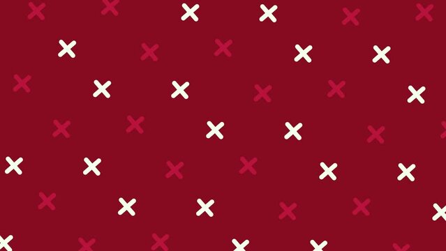 Pattern of red and white geometric shapes in retro, memphis 80s 90s style. Animated vintage abstract background. Seamless pop art design. 4K video motion