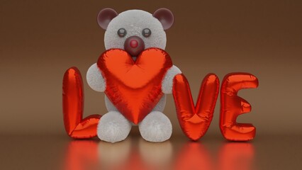 Love Text and Bear on Gold Background 8K