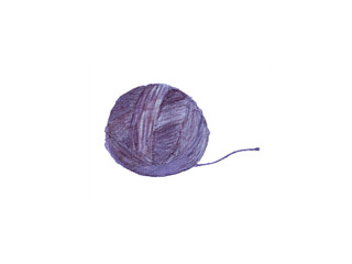 Watercolor purple yarn ball on isolated white background