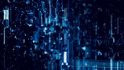 Abstract blue glitch digital color pixel noise. Illustration Background of the damaged television image.