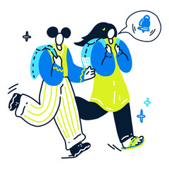 students rushing to a lecture at the university