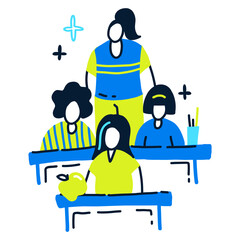 teacher keeps an eye on her students