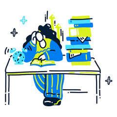 woman does her homework