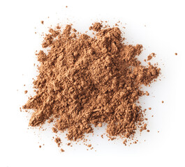 Heap of cacao powder isolated on white background