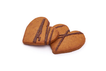 Christmas gingerbread cookies, isolated on white background.