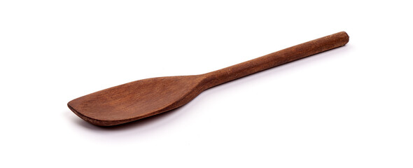 Wooden spoon isolated on white background.