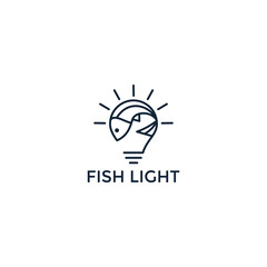 fish with light logo design vector template