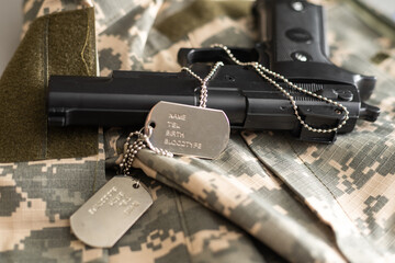 olive special forces uniform aiming whit shotgun.