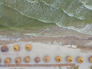 Beach. Deserted beach. Aerial view.
