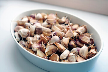 Garlic cloves with clipping path. White background.